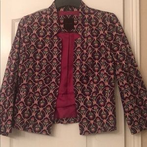 The Limited fuchsia/navy pattern crop jacket